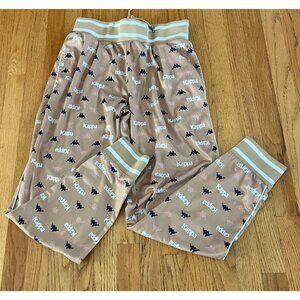 Kappa Jogger Pants XL Kern Gold Track Pants w/ Drawstring Elastic Logo Allover